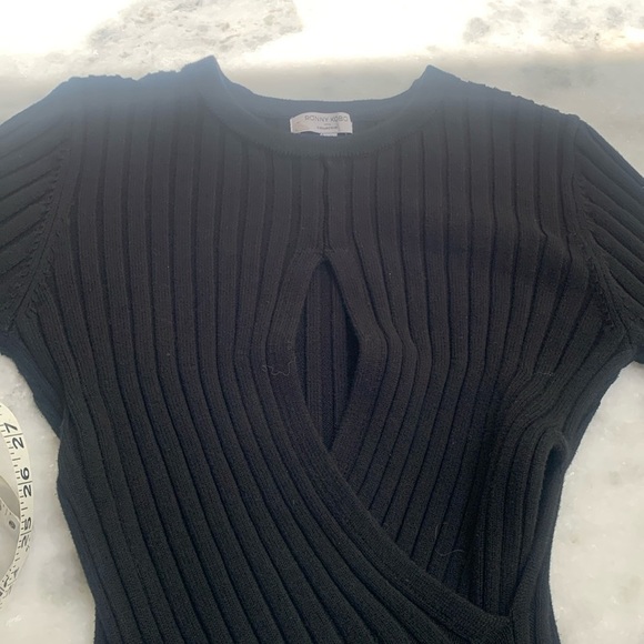Ronny Kobo Crisscross Cut Out Long Black Sweater M-Large ( label is XL) - Picture 11 of 11